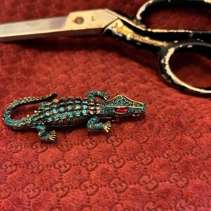 Vintage 1970’s Swarovski Crystal Embellished Alligator Crocodile Reptile Broach